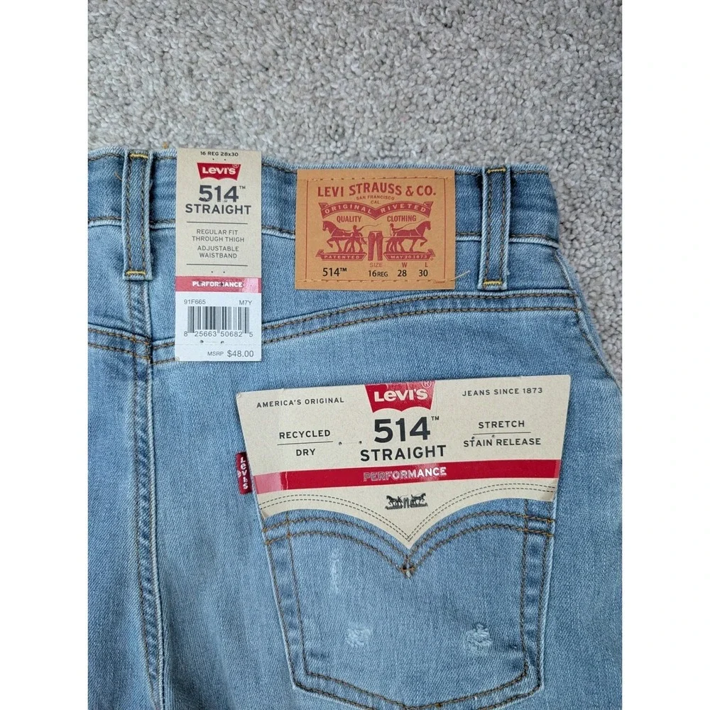 NWT Lot of 3 Levi's 514 Straight Performance Jeans Boys 16 Reg